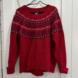 J. Jill Vintage Women's Winter Fair Isle Red Jumper